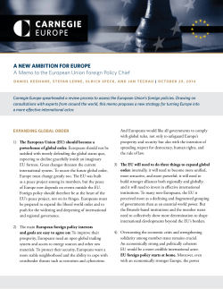 A New Ambition for Europe: A Memo to the European Union Foreign