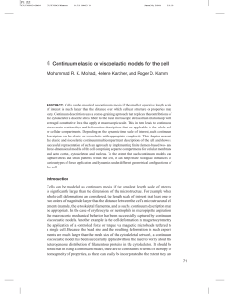 4 Continuum elastic or viscoelastic models for the cell