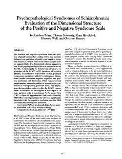 Psychopathological Syndromes of Schizophrenia: Evaluation of the