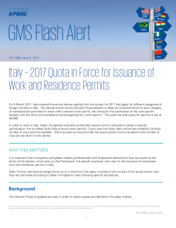 2017 Quota in Force for Issuance of Work and Residence