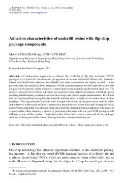 Adhesion characteristics of underfill resins with flip chip package
