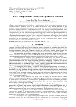 Rural Immigration in Turkey and Agricultural Problems