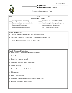 High School ______ Hour Education for Careers Lemonade Day