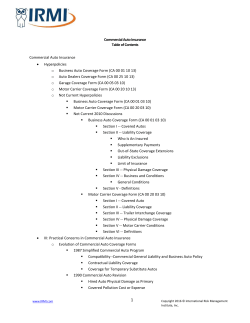 Commercial Auto Insurance Table of Contents