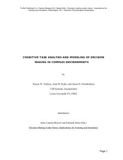 Cognitive Task Analysis and Modeling of Decision