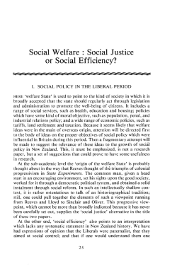 Social Welfare : Social Justice or Social Efficiency?