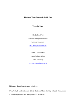 Illusions of Team Working in Health Care