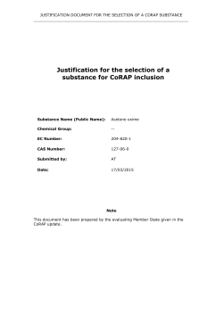 Justification for the selection of a candidate CoRAP substance