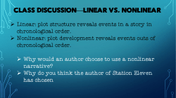 class discussion&mdash;linear vs. nonlinear