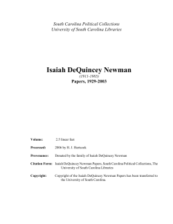 Isaiah DeQuincey Newman - Thomas Cooper Library