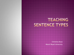 Teaching Sentence Grammar