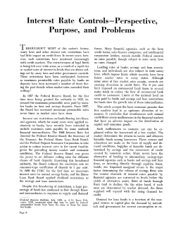 Interest Rate Controls&mdash;Perspective, Purpose, and Problems