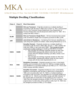 Multiple Dwelling Classifications