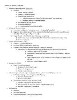Marbury vs. Madison &ndash; Overview 1. Jeffersonian National Vision