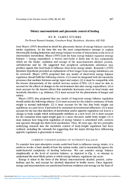 Dietary macronutrients and glucostatic control of feeding