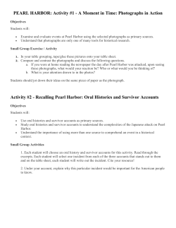 PEARL HARBOR: Activity #1 - A Moment in Time: Photographs in