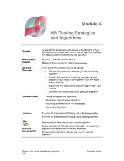 Module 4 HIV Testing Strategies and Algorithms