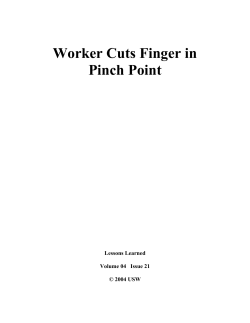 Worker Cuts Finger in Pinch Point