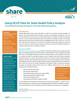 Using HCUP Data for State Health Policy Analysis