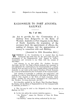 KALGOORLIE TO PORT AUGUSTA RAILWAY.