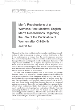 Men`s Recollections of a Women`s Rite: Medieval English Men`s