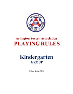 PLAYING RULES Kindergarten - Arlington Soccer Association