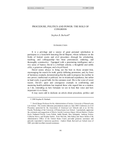 PROCEDURE, POLITICS AND POWER: THE ROLE OF CONGRESS