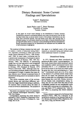 Dietary Restraint: Some Current Findings and Speculations