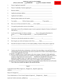 Peddler`s permit - Town of Lake Placid