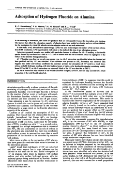 Adsorption of Hydrogen Fluoride on Alumina