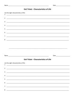 Exit Ticket - Characteristics of Life Exit Ticket