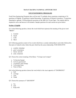 MANAV RACHNA NATIONAL APTITUDE TEST NON