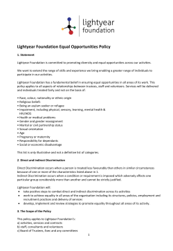 Lightyear Foundation Equal Opportunities Policy