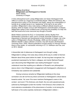 Konturen VII (2015) 216 Mutiny of an Error: Wittgenstein and