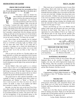 SIXTH SUNDAY OF EASTER MAY 9