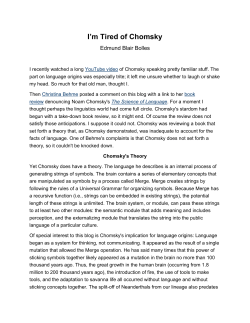 I`m Tired of Chomsky