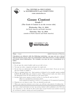 Gauss Contest - CEMC - University of Waterloo