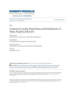 Customer Loyalty, Repurchase and Satisfaction