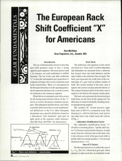 The European Rack Shift Coefficient "X" for