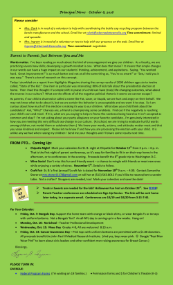PRINCIPAL`S NEWSLETTER October 6, 2016