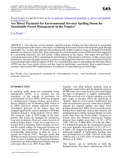 Are Direct Payments for Environmental Services Spelling Doom for