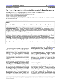 The Current Perspectives of Stem Cell Therapy in Orthopedic Surgery