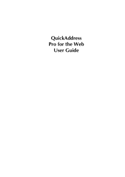 QuickAddress Pro for the Web User Guide