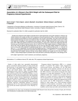 Association of a Woman`s Own Birth Weight with Her Subsequent