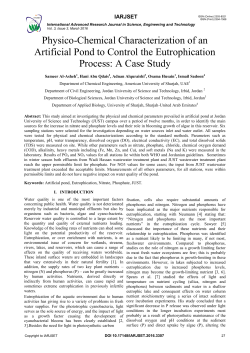 Physico-Chemical Characterization of an Artificial Pond to Control