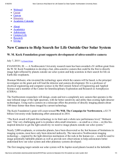 New Camera to Help Search for Life Outside Our Solar System