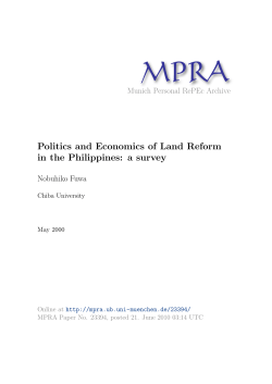 Politics and Economics of Land Reform in the Philippines