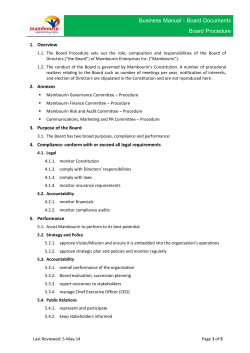 Board Procedure - Mambourin Enterprises
