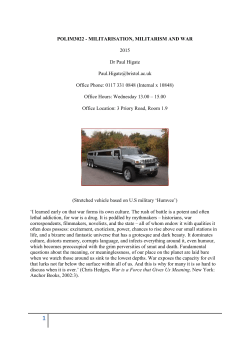 POLIM3022 - MILITARISATION, MILITARISM AND WAR 2015 Dr