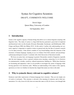 Syntax for Cognitive Scientists - LingBuzz